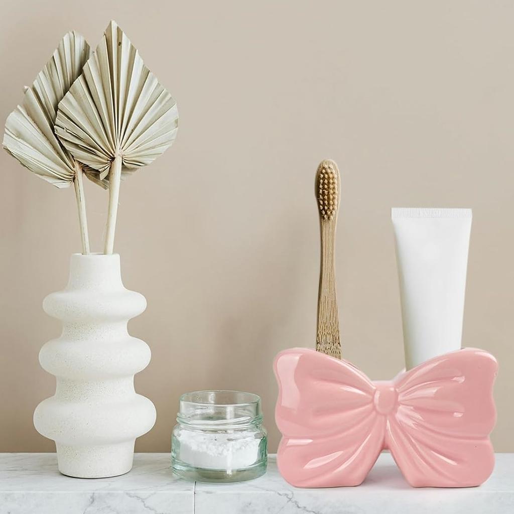 Cute Bow Toothbrush Holder, Bow Personalized Decoration, Bow Shaped Toothbrush Holders, Bathroom Countertop Accessories