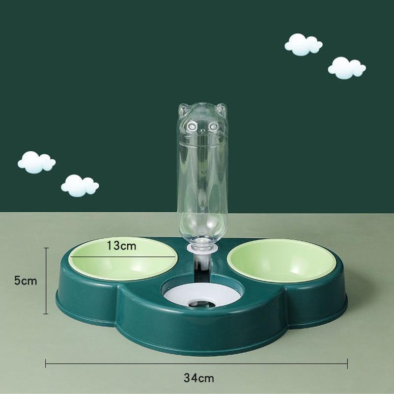 Pet Cat Bowl Feeder Fashion 3-in-1 Dog Cat Food Bowl With Water Fountain Double Bowl Drinking Raised Stand Dish Bowls For Cats