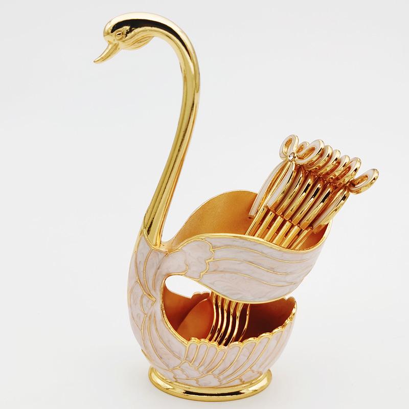 

Набор роскошных кофейных ложек и фруктовых вилок с дизайном лебедя