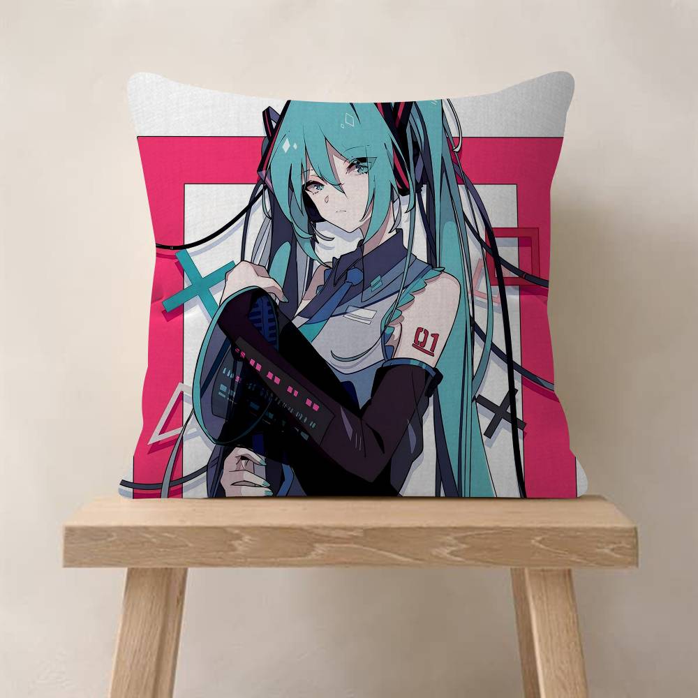 HHatsune Anime Miku Cushion Cover Decorative Pillow Sofa Home Decor Case Pillow Cases
