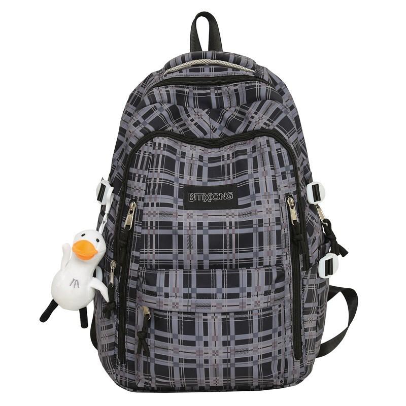 

Checked Junior High School Students schoolbag Women s Casual Large-capacity Computer Travel Backpack College Trendy
