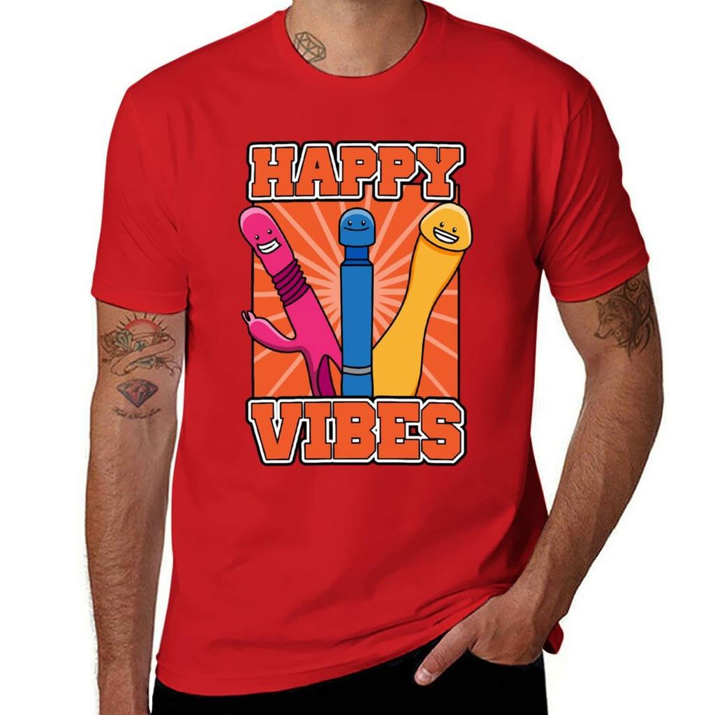 Happy Vibes Vibrator Dildo T-Shirt Blacks Animal Prinfor Boys Boys Whites Black T-shirts for Men