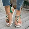 2026 Bohemian Rhinestone Sandals For Women Fashion Wedge Heel Thick Sole Heightening Sandal Summer Women'S Sandalias De TacóN