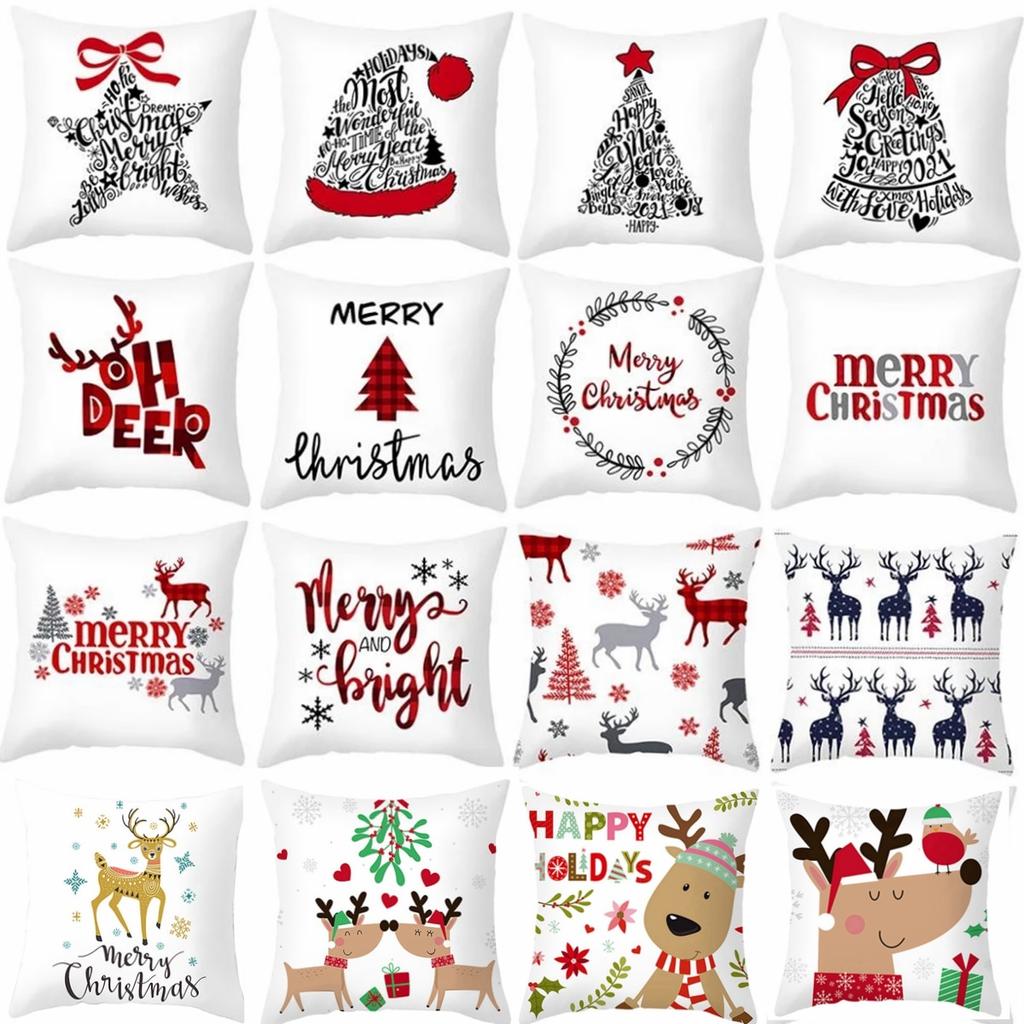45cm Christmas Cushion Cover Navidad Merry Christmas Decorations For Home Xmas Noel Cristmas Ornaments New Year Gifts