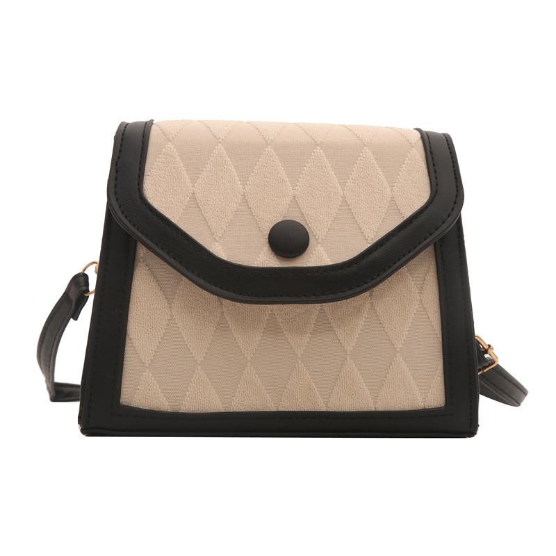 Chic Black/khaki/brown Color Block Small Square Bag With Stitching Elements чёрный