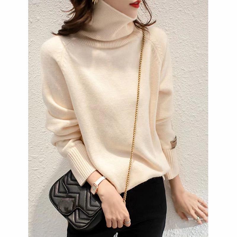 

Женский красный вязаный пуловер с высоким воротом - Длинный рукав, Плотный, Универсальный, Стиль осень/зима S