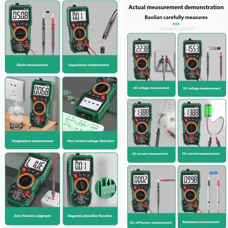 Digital Multimeter Measuring Voltage Current Resistance Temperature Accurate Electrical Testing Device