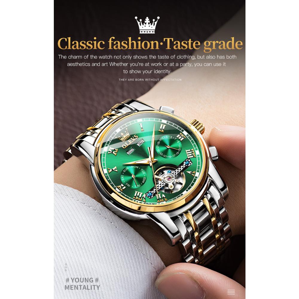 OLEVS Neue Uhr Automatische mechanische Uhr Multifunktions-Herrenuhr mit großem Zifferblatt