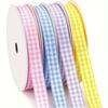 1pc Plaid Ribbon Checkered Pattern Gift Wrapping Bouquets Crafts Polyester Vibrant Colors Decorative Ribbon for Weddings Parties