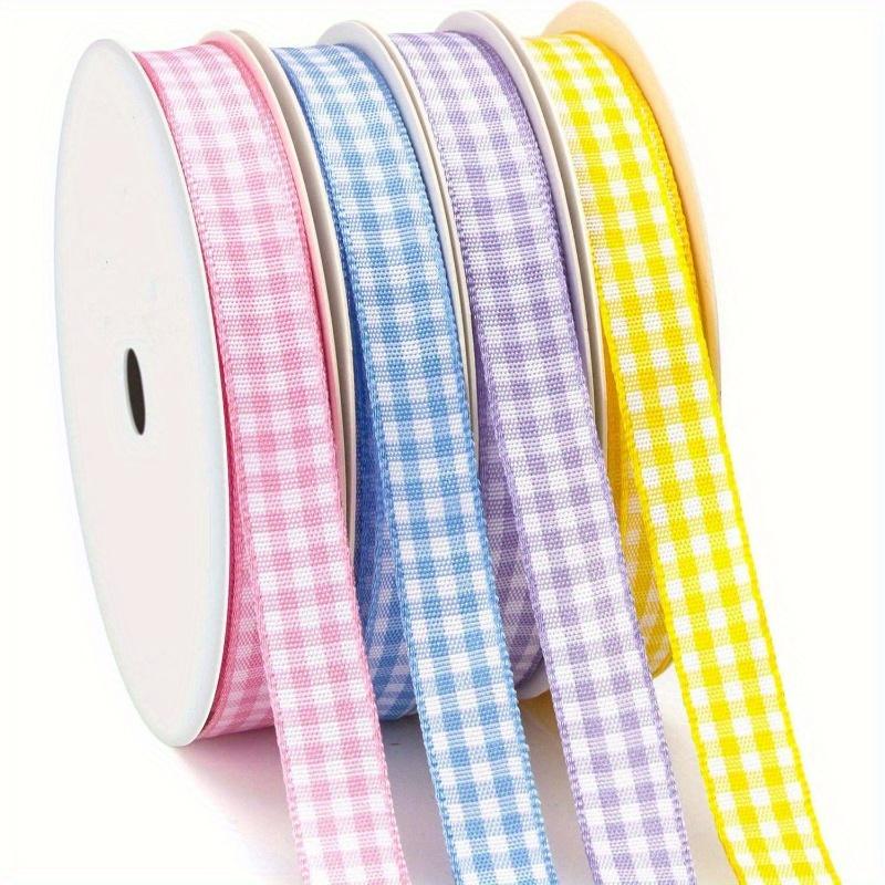 1pc Plaid Ribbon Checkered Pattern Gift Wrapping Bouquets Crafts Polyester Vibrant Colors Decorative Ribbon for Weddings Parties