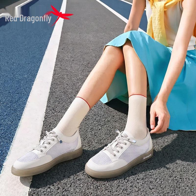 Red Dragonfly Women s Summer White Mesh Non-Slip Flat Shoes - Breathable and Casual 35