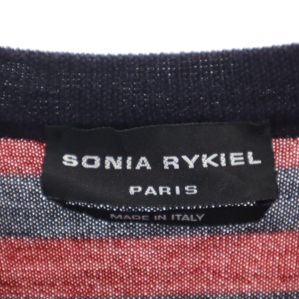 Sonia Rykiel made in Italy Border Pattern Long sleeve knit Red sweater Men's Used