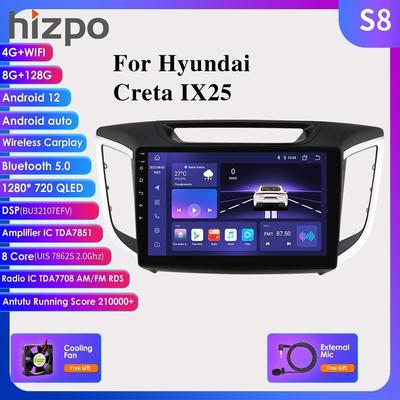 8 + 128 Android 12 Autoradio für Hyundai Creta IX25 2015 2016 2017 2018 2019 Multimedia Video Player Navigation GPS 2din Carplay 4G SWC Kopf Einheit