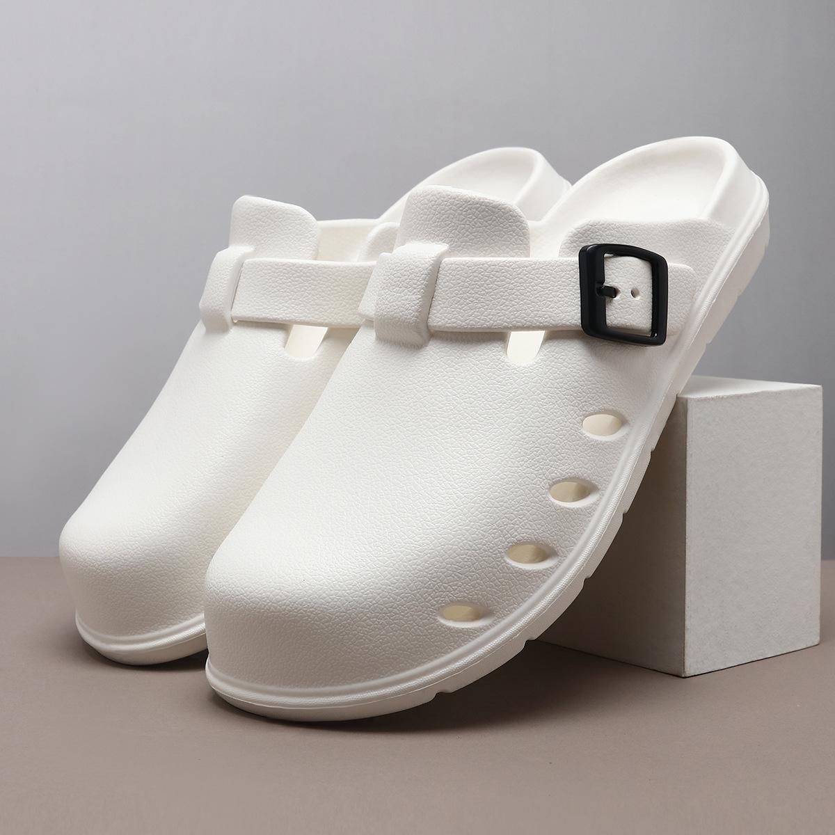 

Модные сабо тапочки женские уличные противоскользящие тапочки обувь Ева мягкая подошва шлепанцы новые водонепроницаемые медицинские тапочки 36-37 белый