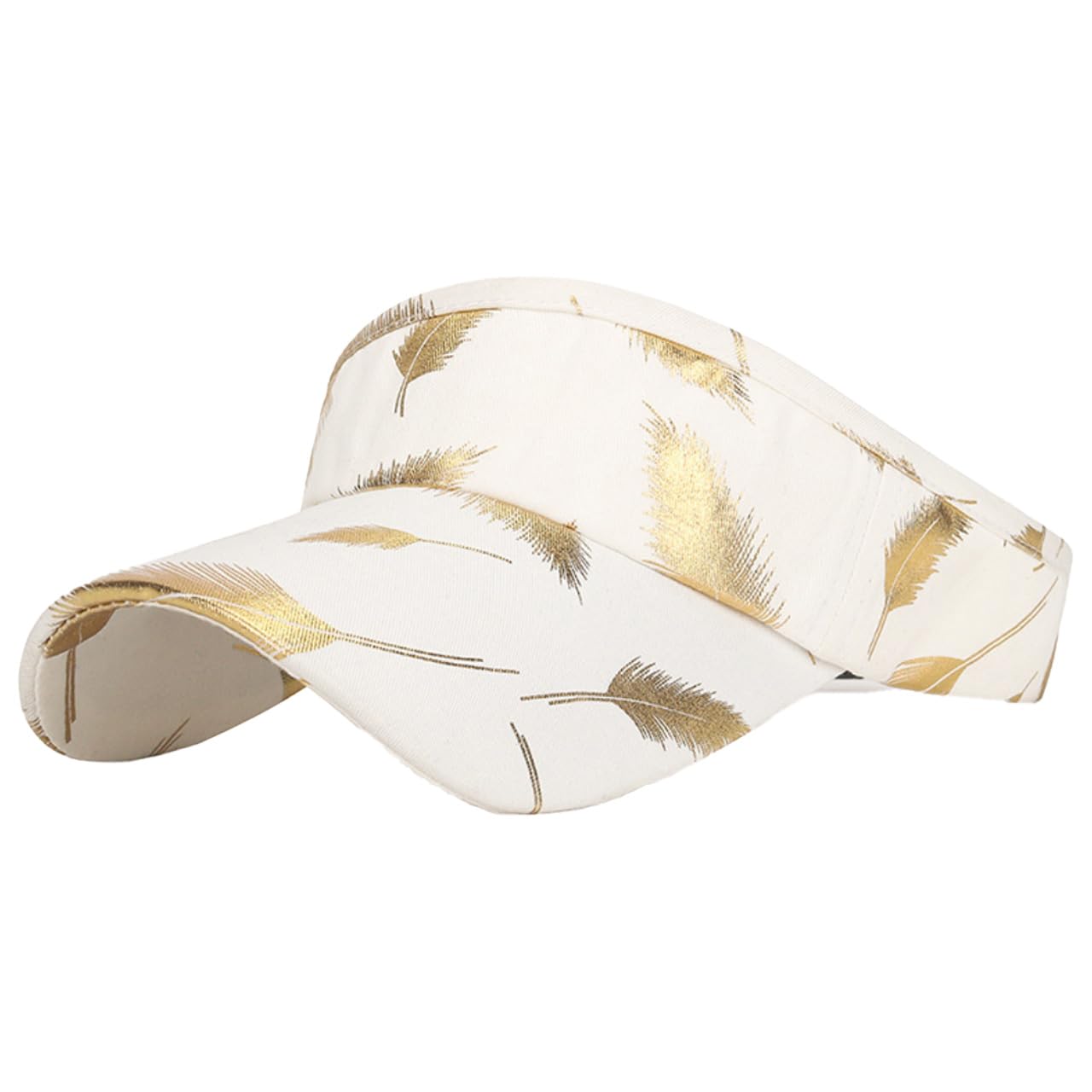 

Feather Pattern Visor Cap Hat for Outdoor Fishing Golf Women Men CA789 [White Fang] (White) білий