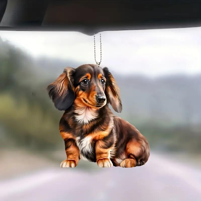 Whimsical Cute Acrylic Dog Car Pendant For Trendy Keychain And Bag Charm Decoration