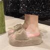 Wear Versatile Warm Winter Slippers Women Outer Velvet Cotton Winter Slippers Thick Bottom Word with Velvet Slippers Women