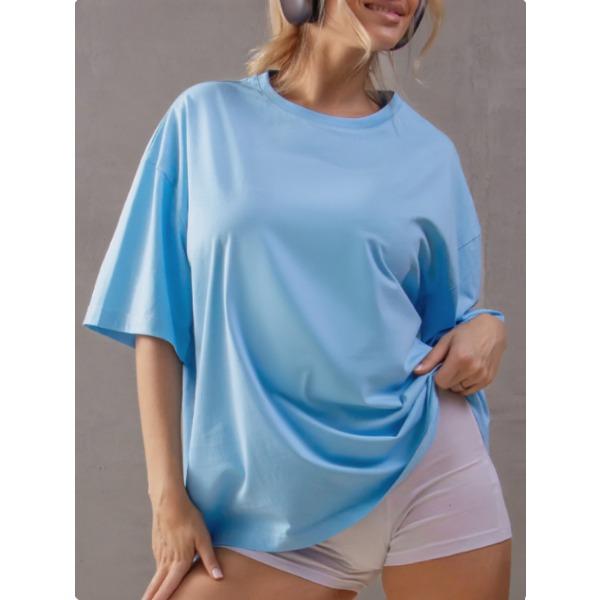 Summer Round Neck Fashionable Casual Pure Cotton Solid Color Short Sleeved Women's T-shirts