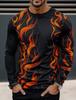 3D Printed Flame Scratch Pattern 3D Printed Autumn Men's Crew Neck T-Shirt Casual Long Sleeve Oversized Pullover Fashion Tops