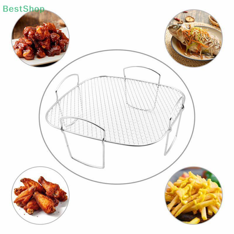 Air Fryer Rack 304 Stainless Steel Mesh Rack Barbecue Rack Microwave Steamer Oven Oil-draining Rack Accessory