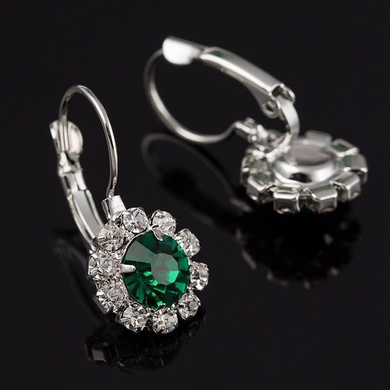 Exquisite Inlaid Diamond Round Pendant Earrings – Japanese & Korean Style