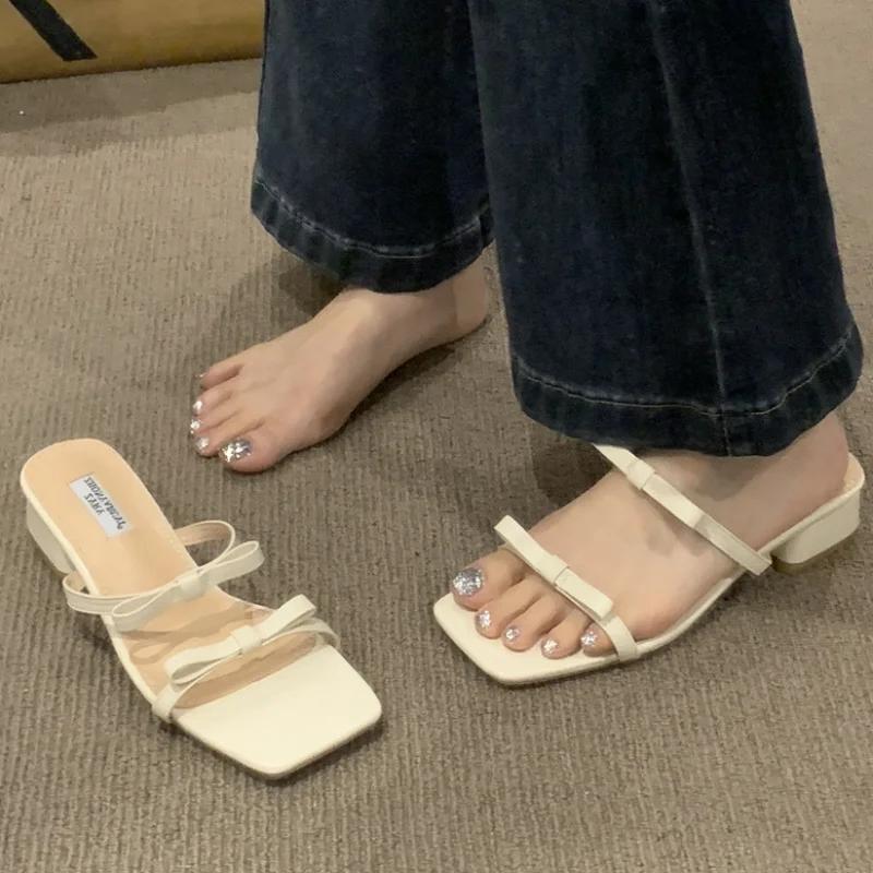 

Женская обувь 2024 года, модные современные тапочки, женские тапочки, новые элегантные повседневные тапочки для женщин, туфли с бабочкой, женские 35 покинуть белый