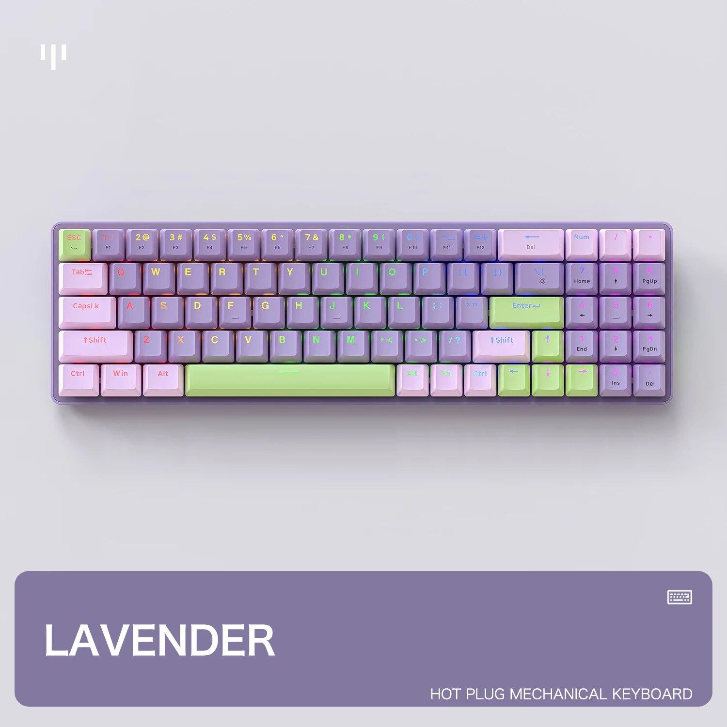 

K65 Проводная механическая игровая клавиатура с возможностью горячей замены RGB-подсветкой, простая конструкция, клавиатура DIY для PS4, ПК, Win, Mac Gamer лавандовый