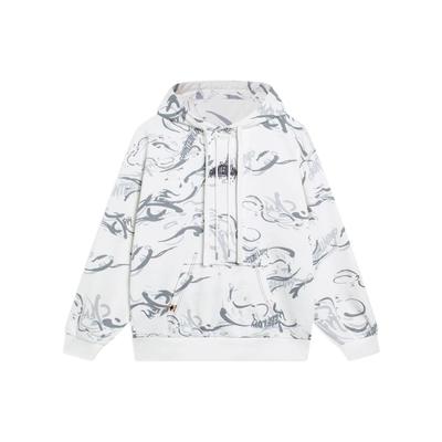 Li Ning CF Pure Color Pattern Printed Long Sleeve Sweatshirt Unisex Sweatshirt White AWDSI43-1
