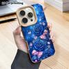 Phone Case: 2D Flat Lambskin Cases Suitable for iPhone 18 17 16 15 14 13 Pro, Blue Background, Christmas and Halloween Gifts