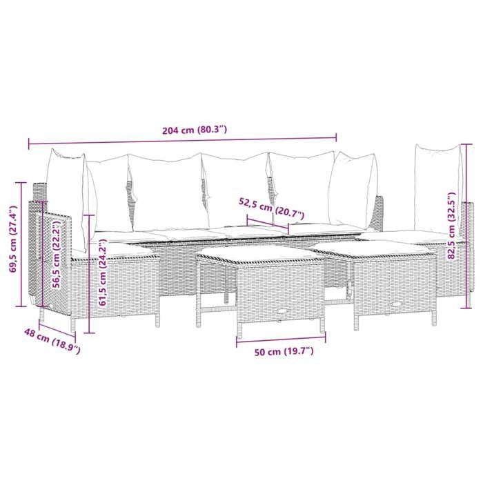 VidaXL Garden Furniture Set with Cushions 5 Pcs Beige Wicker, Outdoor Sofa Set, Garden Lounge Set, Set 3261548