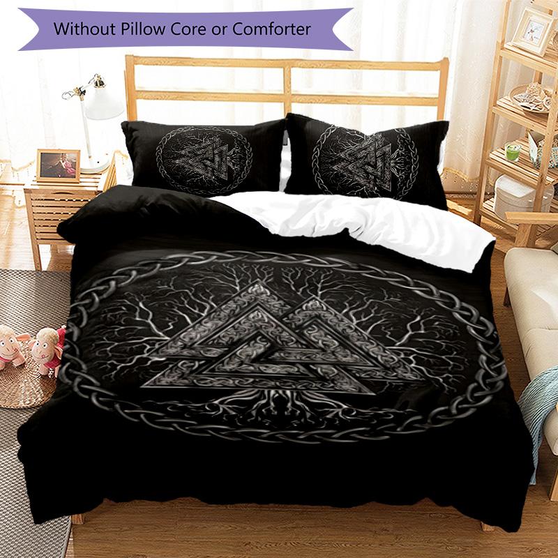 Mythology Valhalla 3pcs Bedding Set Duvet Cover Closure Includes 1 Duvet Cover & 2 Pillowcases for All Seasons Bedroom Home Dorm Decor