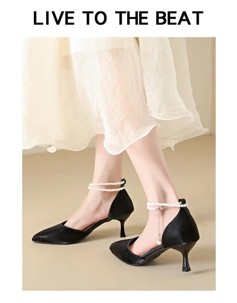 HO French Pearl Strap High Heels Women's Summer Style Pointed Fine Heels Fairy Style Sandals Single Shoes 2026