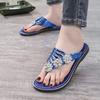 Damen Strass-Blumen Flip-Flop Sandalen - Lässige Sommer Strand Zehentrenner