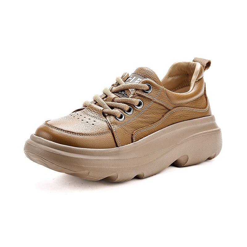 

Casual shoes 2026 Spring and Autumn new item Head layer cowhide sponge cake shoes Women s singles shoes British shoes 35