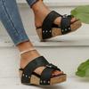 Fashion Fashion Buckle Wedge Heels Slippers Women Summer Thick Bottom Platform Sandals Woman Plus Size Comfortable Beach Sandals Female
