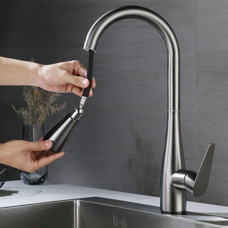 Black Kitchen Faucet Flexible Pull Out 2 Modes Nozzle Hot Cold Water Mixer Tap Deck Mounted Sprayer and Stream SUS 304 Faucets