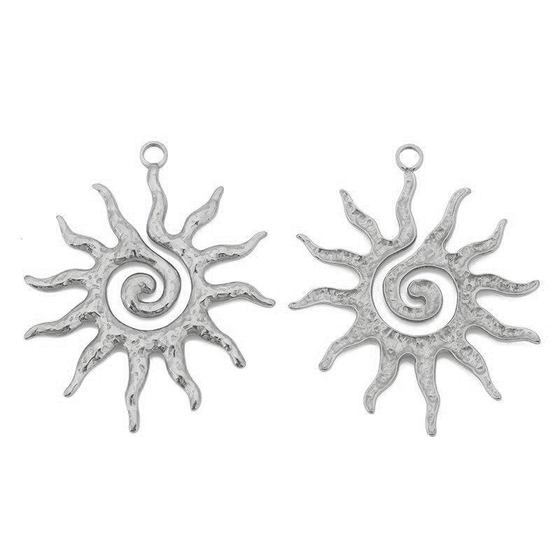 Stainless Steel Vintage Sunflower Pendant Spiral Jewelry Accessories for DIY Earrings & Necklaces HW158