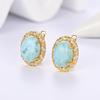 Naturlige larimar øredobber oval edelsten Luksuriøst 925 sterlingsølv ekte edelsten fine smykker for kvinners hverdags- og festbruk