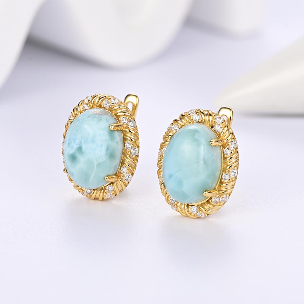 Nové prsteny náušnice přívěsek ze sterlingového stříbra 925 Přírodní drahokam larimar pravý drahokam dámské jemné šperky pro Zásnubní dárek