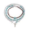Boho Bullhead Green Turquoise Pendant with Collar Necklace Women Multi Layered Beaded Girl Vacation Beach Jewelry