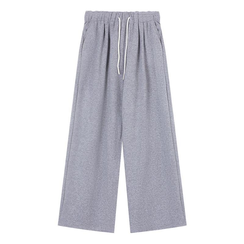 Pink Velvet Pants Warm Casual Pants Loose Pants Women's Clothing Fall High Waist Thick Straight-Leg Pants Mop Pants Pants