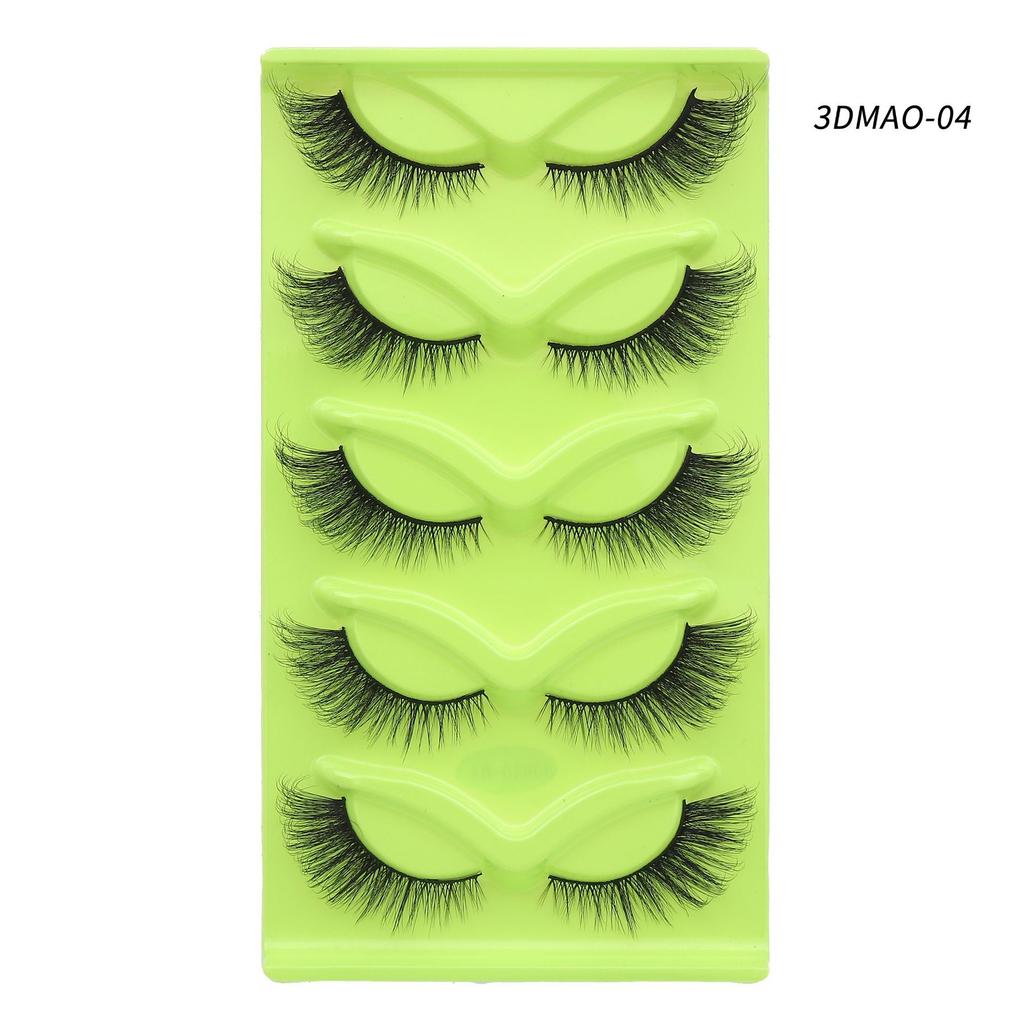 XF 5 Pairs Fox Eye Lashes 3D Silk Fluffy Faux Mink False Cat Eyelashes Custom Packaging Box with Private logo