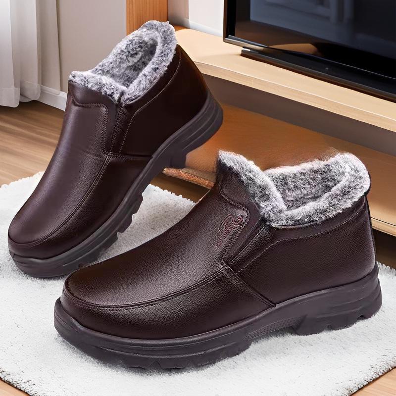 

Теплая хлопковая обувь с бархатной подкладкой для зимы: Нескользящая, легкая и мягкая подошва — идеально подходит для мужчин среднего и пожилого возраста 48 коричневый