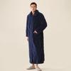 Men's Plush Bathrobe Zipper Up Long Housecoat Winter Warm SPA Fleece Duster Robe with Pocket Flannel Full Length Loose Fit Nightgown Sleepwear for Men