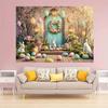 2D Cute Bunny & Colorful Eggs Backdrop Cloth Easter Home Living Room Decor