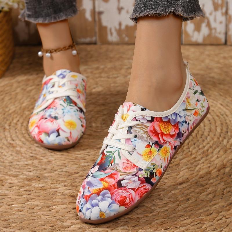 Women's Flat Shoes Spring New Round Head Deep Mouth Before Lacing Soft Sole Anti-slip Wear-resistant Single Shoes