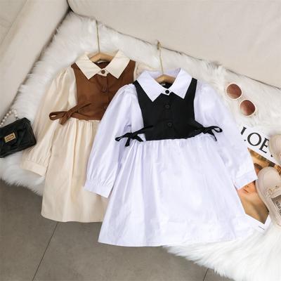 Ragazze vestono primavera e autunno bambina fiocco giuntura abiti gonna uniforme studentessa della scuola di moda