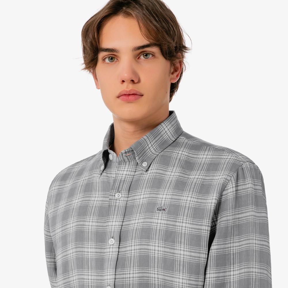 Lacoste Men's Linen Big Check Shirt CH739E-56G5HI