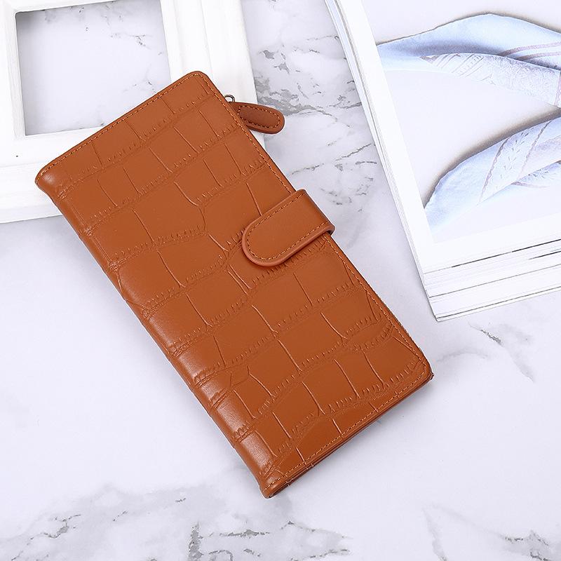 

Wallet Female long solid color simple high-end multi-card position large capacity buckle zipper student wallet clutch bag коричневий