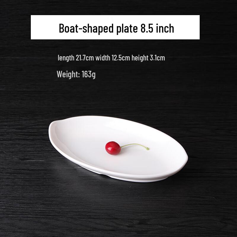 White Melamine Boat-Shaped Snack Plate